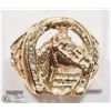 Image 1 : 10K YELLOW GOLD DIAMOND EQUESTRIAN MEN'S RING