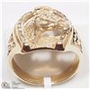 Image 2 : 10K YELLOW GOLD DIAMOND EQUESTRIAN MEN'S RING