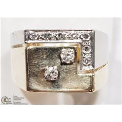 10K WHITE-YELLOW GOLD DIAMOND MEN'S HEAVY RING