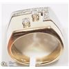 Image 2 : 10K WHITE-YELLOW GOLD DIAMOND MEN'S HEAVY RING
