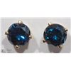 Image 1 : 14K YELLOW GOLD BLUE DIAMOND STUD EARRINGS