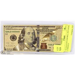 US GOLD FOIL $100 BILL, NOT LEGAL CURRENCY
