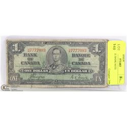 1937 7777 $1 BANK NOTE