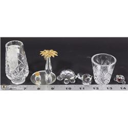 ESTATE LOT OF CRYSTAL INCL FIGURINES AND GLASSES
