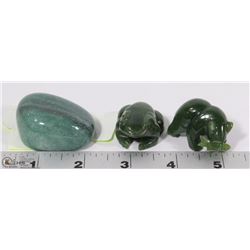 3 PCS OF JADE INCL BEAR, FROG AND ROCK