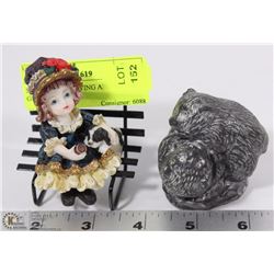 SOAPSTONE CARVING AND LITTLE GIRL ORNAMENT