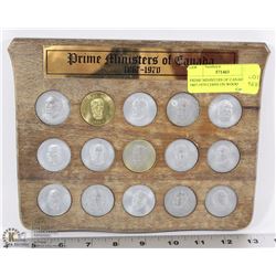 PRIME MINISTERS OF CANADA 1867-1970 COINS ON WOOD