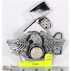 EAGLE BELT BUCKLE WITH ZIPPO STYLE LIGHTER
