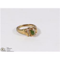 GENUINE JADE 24K GOLD PLATED RING - SIZE 9