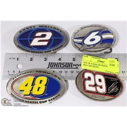 SET OF 4 NASCAR FINE PEWTER BELT BUCKLES,
