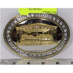 RHINESTONE & GOLD PLATED LAST SUPPER BELT BUCKLE