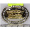 Image 1 : RHINESTONE & GOLD PLATED LAST SUPPER BELT BUCKLE