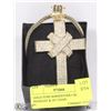 Image 1 : GOLD TONE RHINESTONE CROSS PENDANT & 34" CHAIN