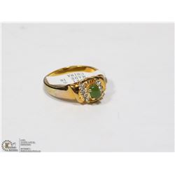 GENUINE JADE RING 24K GOLD PLATED, SIZE 9