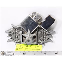 STAR AND $ SYMBOL BELT BUCKLE WITH ZIPPO STYLE