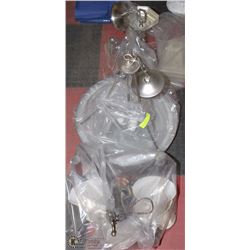 LOT OF 3 HANGING LIGHT FIXTURES, 2 BRUSHED NICKEL