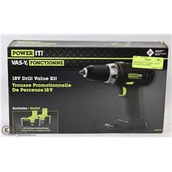 NEW POWER IT 18V DRILL VALUE KIT WITH 2 BATTERIES