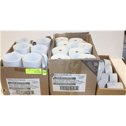 2 CASES OF WHITE 12 OZ MUGS W/ C-HANDLES + DIPPING