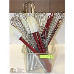 TUB OF SPATULAS AND WHISKS