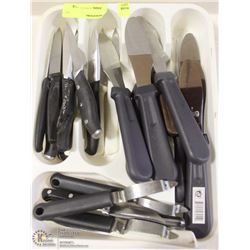 TRAY W/ CUTLERY + PEELERS + PARING KNIFE