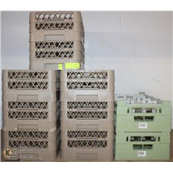 LOT OF 7 DEEP-GLASS DISHWASHER TRAYS + 2 SHALLOW