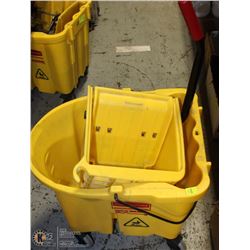 YELLOW MOP BUCKET WITH STRAINER