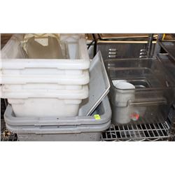 SHELF 3 CONTENTS: ASSORTED BUS TRAYS + STORAGE W/