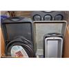 Image 1 : BOX OF ALL NEW 16 BAKING PANS & 2 MEAT