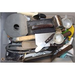 PLASTIC TOTE OF ASST KITCHEN UTENSILS