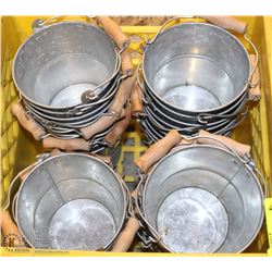 CRATE OF TIN BUCKETS