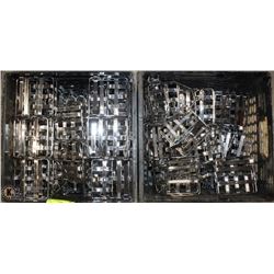 2 GARBAGE BINS FULL OF TABLE OF TOP CADDYS