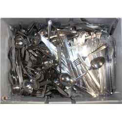 RED COOLER WITH MISC SILVERWARE