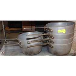 LOT OF 6 LARGE POTS W/ DOUBLE HANDLES