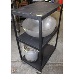 3 SHELF SERVICE CART, BLACK 30"X20"X48"