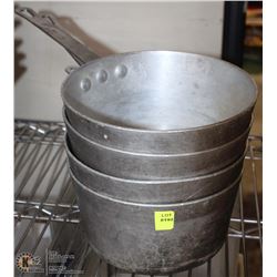 LOT OF 4 STAINLESS POTS-SMALL