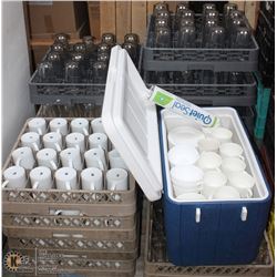 PALLET OF BEVERAGE GLASSES, COFFEE CUPS