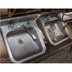 LOT OF 2 STAINLESS SMALL SINKS WITH HARDWARE