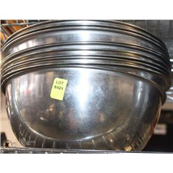 LOT OF TEN 10" STAINLESS STEEL BOWLS