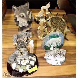 8 WOLF SCULPTURES INCLUDING A CANADIAN