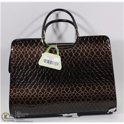 NEW DK BROWN SNAKESKIN BRIEFCASE STYLE PURSE