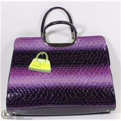 NEW PURPLE SNAKESKIN BRIEFCASE STYLE PURSE