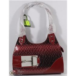 NEW RED SNAKESKIN STYLE PURSE WITH SIDE