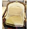 Image 1 : ARM CHAIR WITH CARVED WOOD TRIM AND CUSHIONS