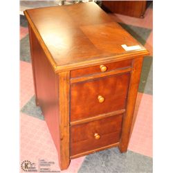 3 DRAWER TABLE WITH BUILT IN MAGAZINE RACK IN BACK