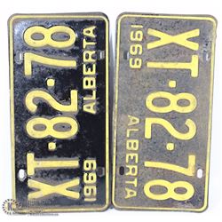 PAIR OF 1969 LICENSE PLATES (MATCHING FRONT&BACK)