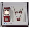 Image 1 : PAUL JARDIN LADIES WATCH SET IN RED, INCLUDES