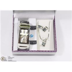 PAUL JARDIN CHROME LADIES WATCH SET INCLUDES