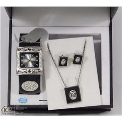 PAUL JARDIN BLACK LADIES WATCH SET INCLUDES