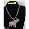 Image 1 : ELEPHANT RHINESTONE PENDANT & 34" CHAIN