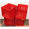 Image 1 : 4 DESIGNER PLASTIC RED CUBE STORAGE BOXES